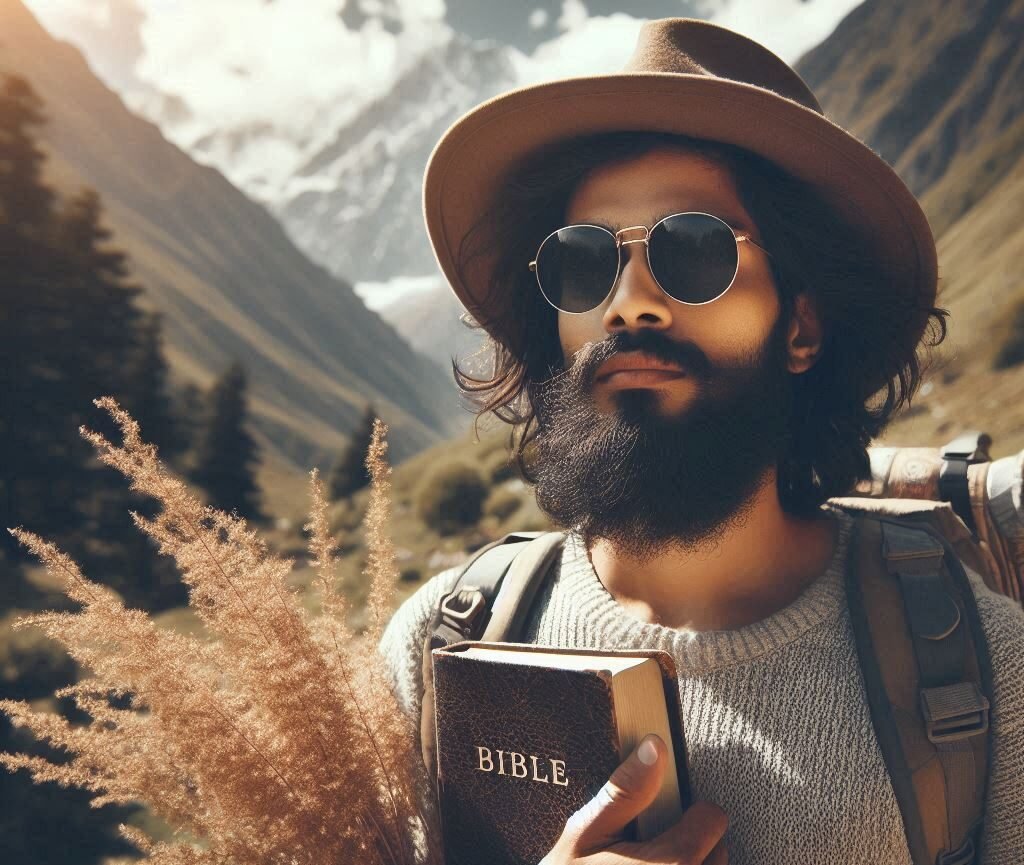 Peregrino com biblia na mão